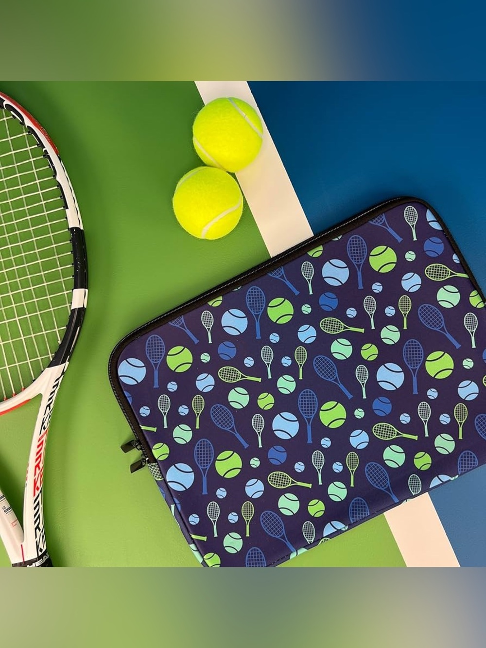 Tennis Pattern Laptop Sleeve Case for 13-15 In Comp. with Tablet,notebook NEW